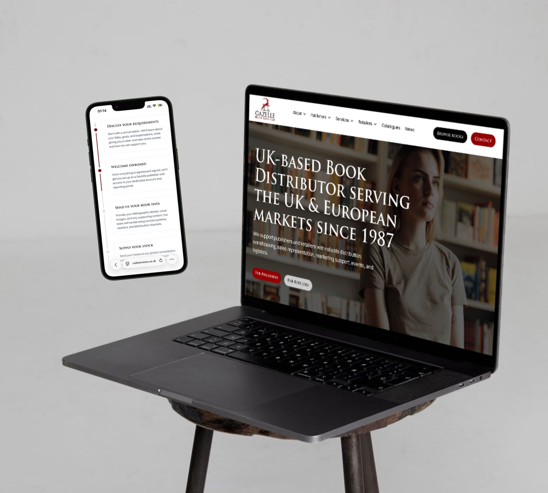 Gazelle Book Services — Modern Webflow redevelopment for one of the UK’s leading independent book distributors