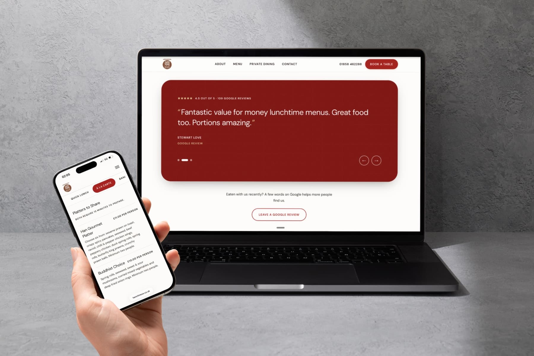 Han Chinese — A restaurant that takes its bookings by phone, and a site built to earn the call