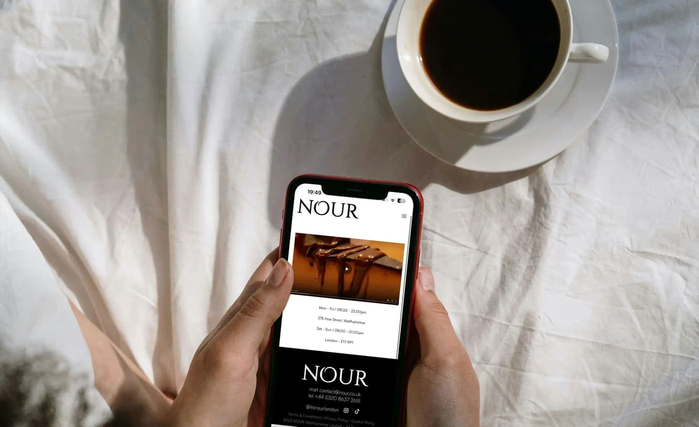Nour Café London — website detail 1