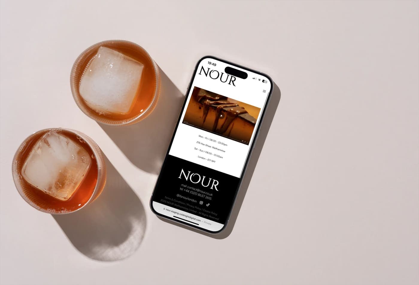 Nour Café London — website detail 2