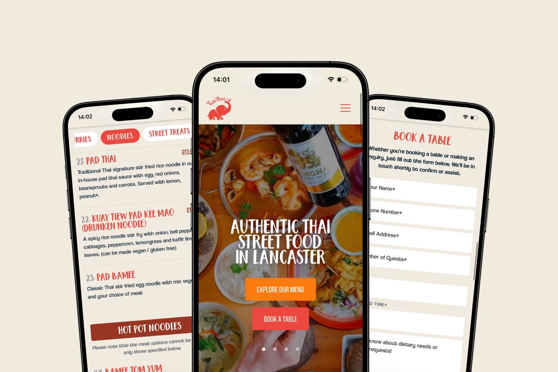 Two Thai — A Lancaster street food kitchen, with the whole menu on the phone